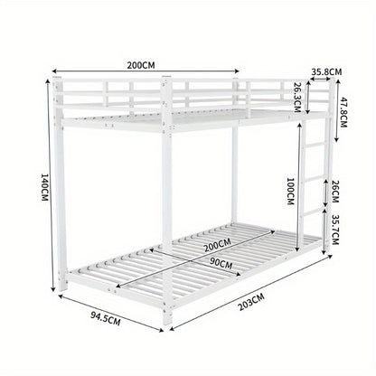 Metalen Stapelbed – Stapelbed – Bunk Bed – Metalen Bedden – 90x200 Cm – Stevig Metaal – Klassiek Wit