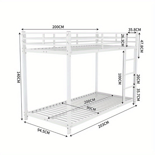 Metalen Stapelbed – Stapelbed – Bunk Bed – Metalen Bedden – 90x200 Cm – Stevig Metaal – Klassiek Wit