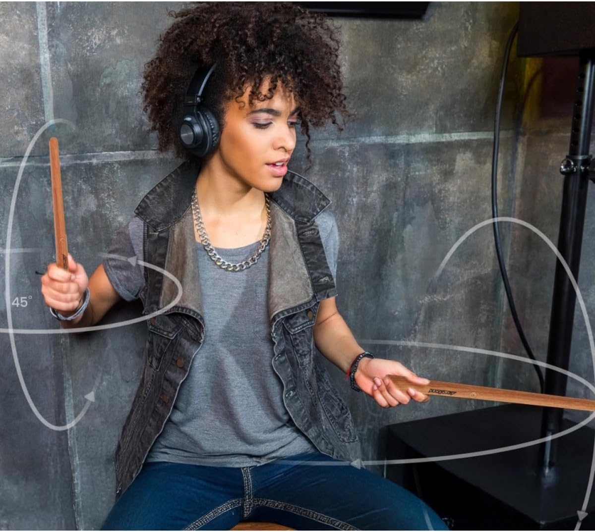 Aeroband PocketDrum 2 Max Air Drum Set – Draagbaar e-drumstel voor oefenen en plezier met Bluetooth en MIDI