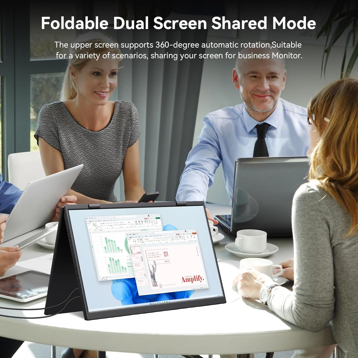 Kenowa Touch Screen Dual Portable Monitor, 15.6 Inches, Foldable Dual Screen, 100% sRGB, IPS Extension, Foldable Monitor with Mini HDMI/USB-C/Speaker, for Laptop/PC/Phone/Mac/PS4/Switch - QUORE