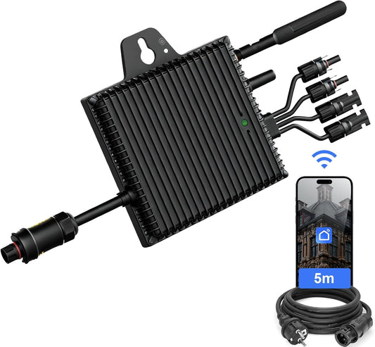 Omvormer 800 W met IP67 waterdicht - omvormer balkonkrachtcentrale met wifi-app voor balkonkrachtcentrale