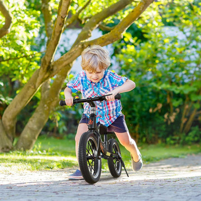 Gaslike 35,6 cm kinderbalansfiets voor kinderen van 2 3 4 5 6 jaar oud, fiets zonder pedalen met handrem en kickstand, verstelbare zithoogte, luchtbanden, buitenspeelgoed voor meisjes en jongens