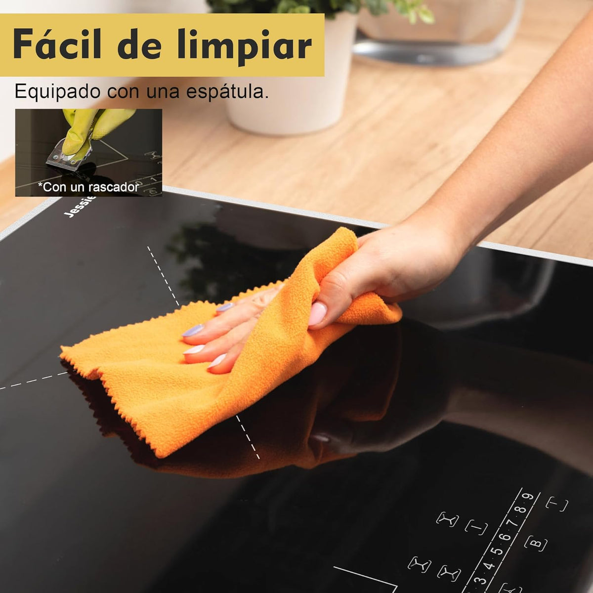Inductie Kookplaat 3 platen 6800W, Jessier Ingebouwde elektrische kookplaat met flexibele zone voor BBQ, 9 Power Levels instelling, Pauzefunctie, Timer, Kinderslot, Boost functie, Zwart