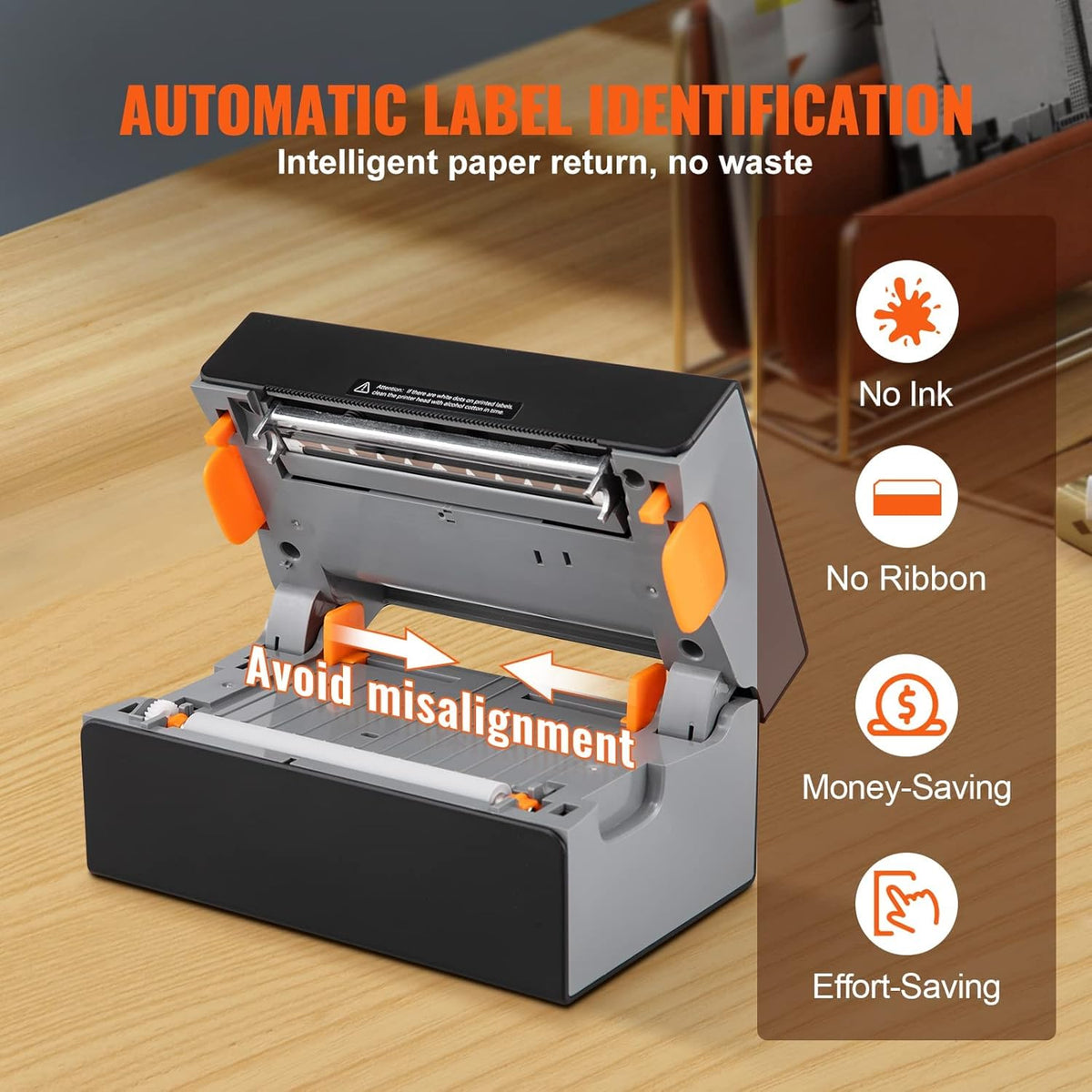 VEVOR Bluetooth labelprinter HD (300DPI), DHL labelprinter met USB-poort en automatische herkenning van etiketten, ondersteunt Windows/MacOS/Linux, geschikt voor Amazon, Ebay, Etsy, enz
