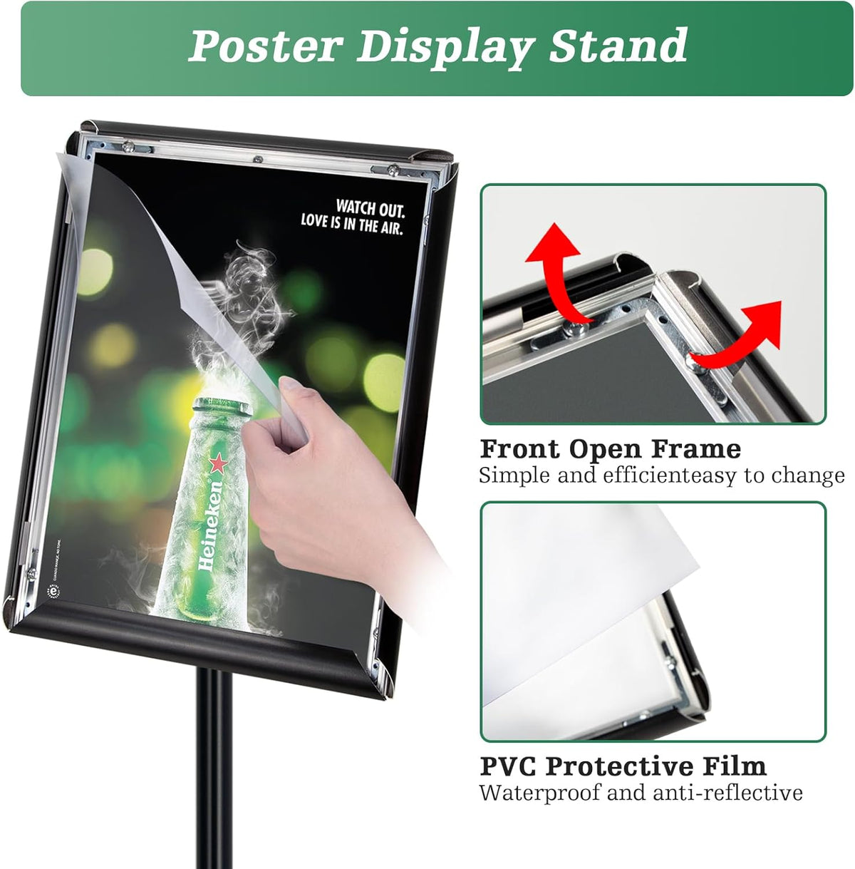 A3 Stand Sign Houder – Posterstandaard – Posterhouder – Displaystandaard – Vloerstandaard – Set van 6 – Verstelbaar in Kijkhoek – UV-bestendige PVC-beschermlaag