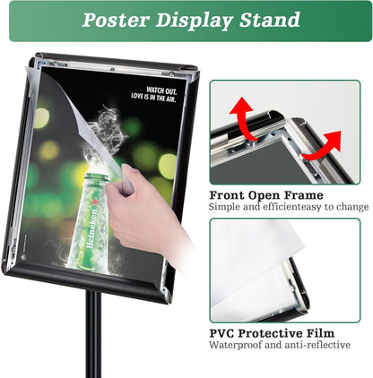 A3 Stand Sign Houder – Posterstandaard – Posterhouder – Displaystandaard – Vloerstandaard – Set van 6 – Verstelbaar in Kijkhoek – UV-bestendige PVC-beschermlaag