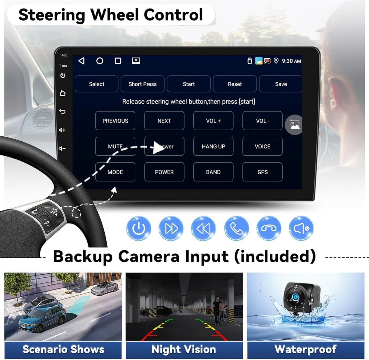 4+64GB Android Autoradio met CarPlay en Android Auto voor Ford Focus II Mondeo S-Max C-Max Galaxy II MK2 Kuga, 7'' HD touchscreen met Bluetooth 5.0 GPS WiFi Mirror Link EQ FM/RDS SWC AHD camera + MIC
