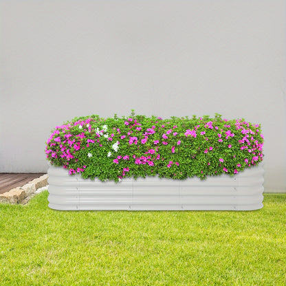 Hoogtebak – Verhoogd Plantenbed – Moestuinbak – Kruidenbak – Bloembak – Wit Metaal – 240x60x43 cm – Duurzaam & Veilig Met Beschermstrips