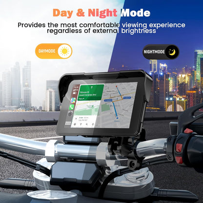 CarPlay Display Motorfiets – Motorfiets Navigatiesysteem – CarPlay Scherm – Android Auto Interface – Bluetooth Helmverbinding – 5 Inch HD Touchscreen – Waterdicht IP67