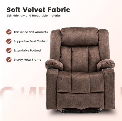 Relaxfauteuil – Relaxstoel – Lounge Chair – Fauteuil – Verstelbare Stoel – 360° Draaibaar – Inclusief Bekerhouders – Stevig Metalen Frame – Bruin – Comfortabele Bekleding – Ergonomisch Ontwerp
