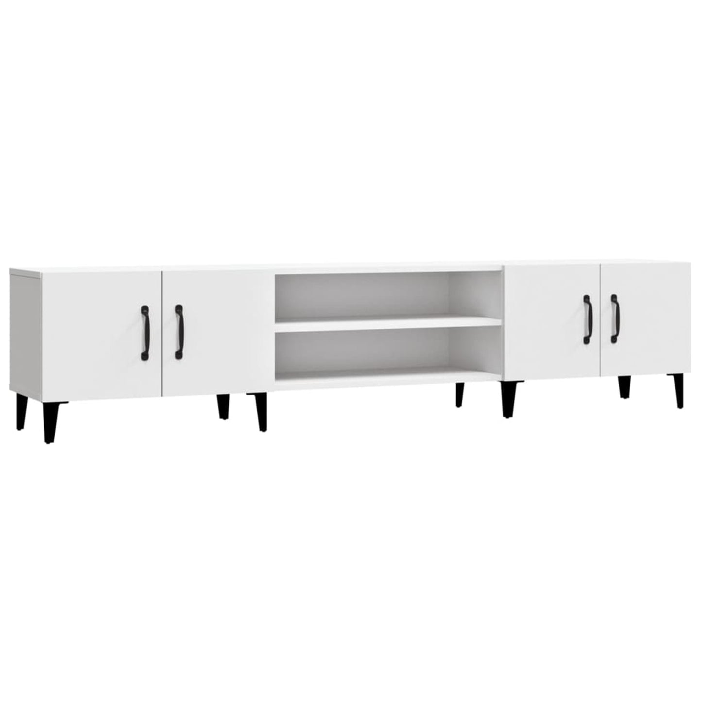 TV Cabinet White 180x31.5x40 cm Engineered Wood TV Stand Entertainment Center with Storage, Media Television Table for Living Room Bedroom