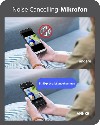 ANNKE 3MP draadloze bewakingscamera set voor buiten, 8CH 5MP NVR met 4 stuks 3MP wifi-camera's videobewakingsset met 1TB harde schijf ondersteunt audio-opname, IP66 weerbestendig, compatibel met Alexa