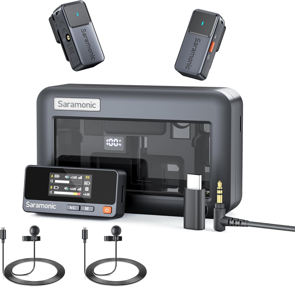 Draadloze Lavalier Microfoon Voor iPhone & Android, 2-Zender Set – Lavaliermicrofoon, Reversmicrofoon, Clipmicrofoon, Lapelmicrofoon – 48kHz/24-bit Studio-Kwaliteit – Tot 300 m Bereik En 48 Uur Accu