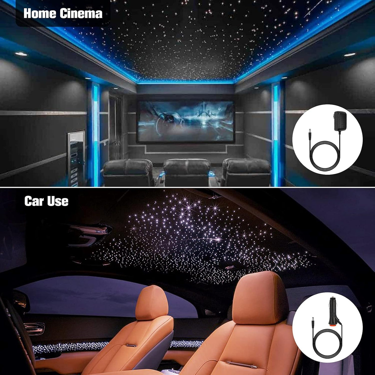 CHINLY Bluetooth 16 W RGBW Twinkle LED Fiber Optic Star plafondlampen kit app / afstandsbediening 300 stuks * (0,75 + 1,0 + 1,5 mm) * 3 m voor huis/auto