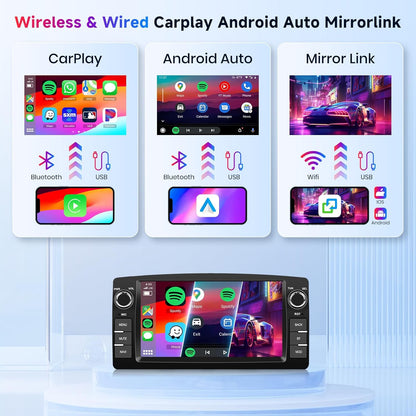 Android autoradio – Multimediaspeler – Navigatiesysteem – Touchscreen Radio – 2-DIN Radio – 7 Inch Touchscreen – Wireless CarPlay en Android Auto – 2 GB RAM + 64 GB Opslag