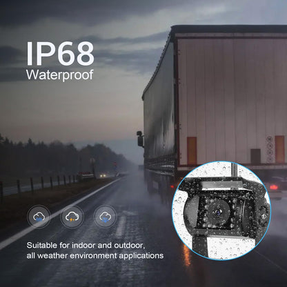 Draadloze 4 HD-Achteruitrijcameraset met 9’’ Ips-Schermmonitor voor Voertuigen met Splitscreen BSD Nachtzicht Ip68 Waterdicht 12-36 V, Geschikt voor Vrachtwagens/Bussen/Bestelwagens en Alle Modellen