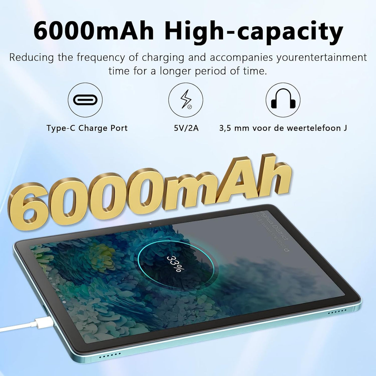 Raemond Android 15 Tablet 10 Inch, 24GB RAM + 128GB ROM （1TB TF）, T615 Octa-core CPU, 1280x800 IPS HD Display, WiFi 6, BT 5.4, 5MP+ 8MP Camera,Gemini Ai, 2 in 1 Tablets met Keyboard Case Mouse Stylus