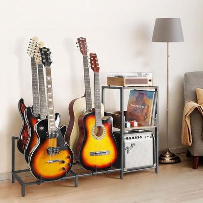 Gitaar Standaard 5-Tier voor Elektrische Gitaar Akoestische , Bas, Gitaarrek Houder Floor Verstelbaar voor Meerdere gitaren, Gitaarversterker Accessoires, Gitaardisplay voor Muziekkamer