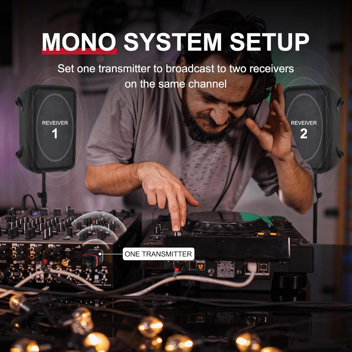 Xvive U35D Stereo XLR Plug-on draadloos audiosysteem voor PA/DJ-systeem met actieve luidsprekers en dynamische microfoons (5,8 GHz)