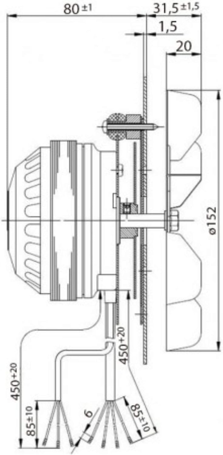 Rookafvoer EBM R2E150-AN91-13, roestvrij staal, 150 mm, 2400 tpm, 32 watt, pelet