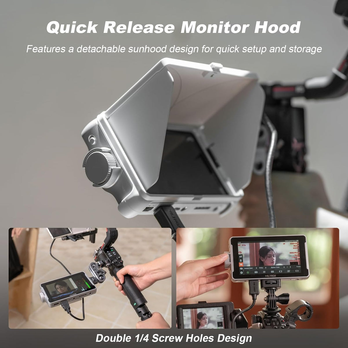 VILTROX DC-V1 DCV1 Camera Field Monitor Touchscreen 5,5 inch 4K HDMI externe cameramonitor met accu Full HD 1920x1080 IPS 3D LUT met zonnekap voor Sony Canon Nikon DSLR (DC-550 Lite Upgrade)