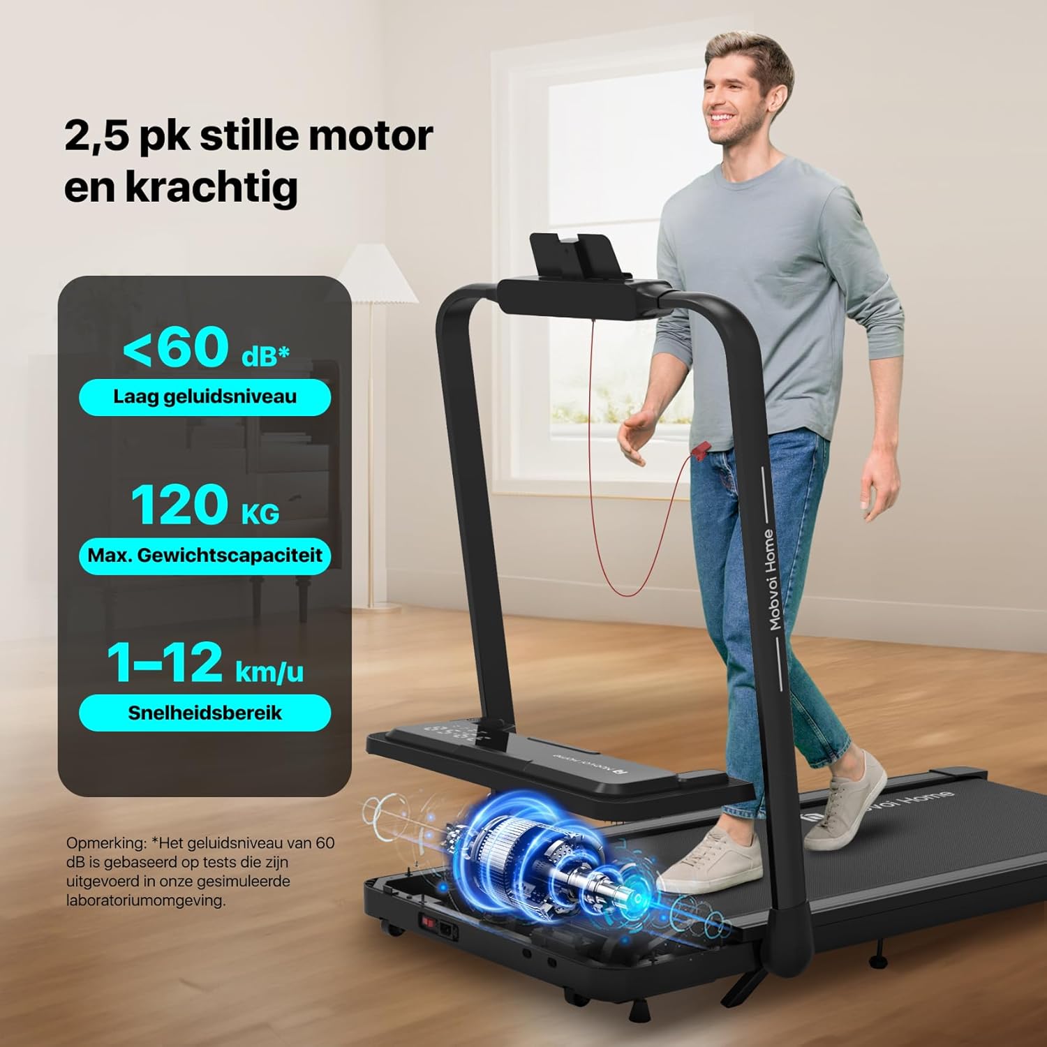 Mobvoi Home 3 in 1 Foldable Treadmill with 6% Incline Treadmat 2.5HP Compact Portable Treadmill Under Desk with Remote Control LED Display for Home Office 120kg 12km/h - QUORE
