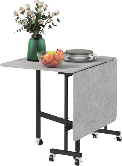 HOMCOM Esstisch, Klappbarer Küchentisch mit Rollen, Stahlbeine, Klapptisch für 4-6 Persons, Esszimmertisch für kleine Räume, Küche, Esszimmer, 120 x 80 x 73 cm, Grau - QUORE