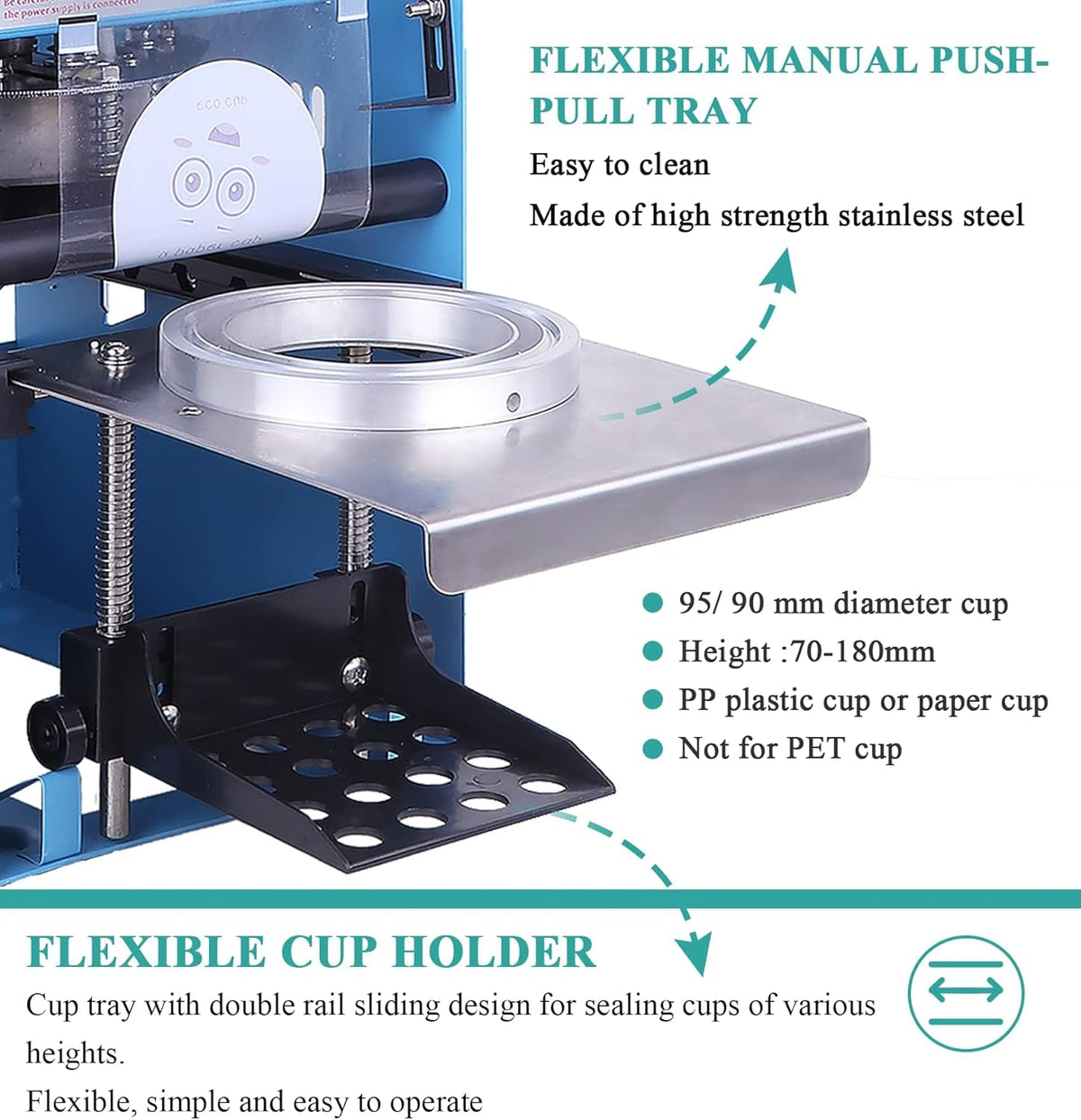 YJINGRUI Afdichtingsmachine Bubble Tea melkthee verzegelingsmachine beker verzegelingsmachine cup sealing machine voor 90/95 mm diameter beker 220V