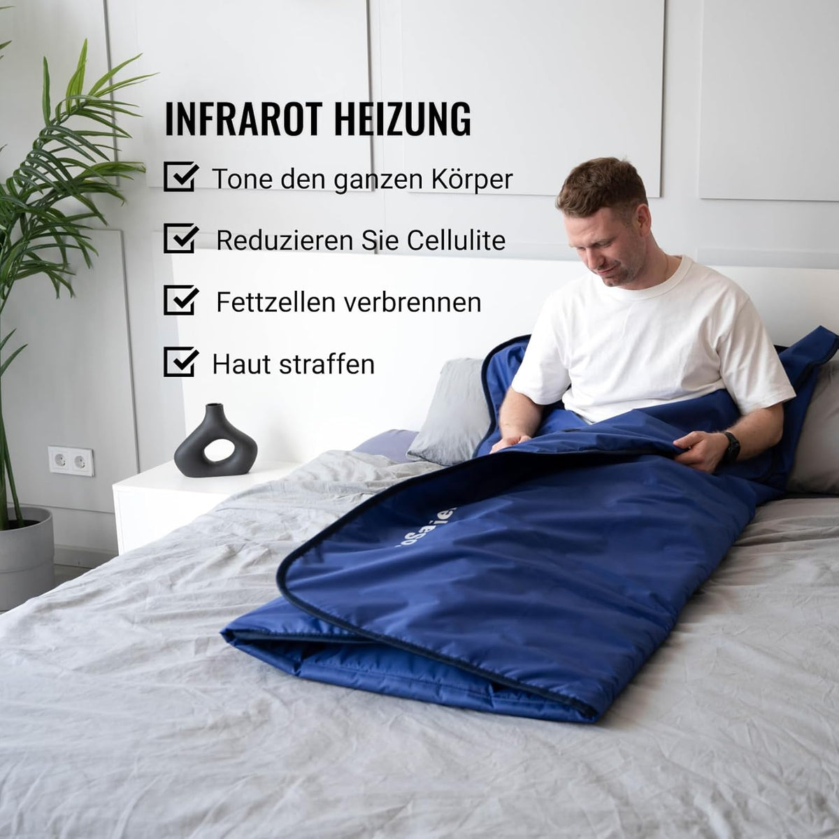 Infrared Sauna Blanket 220x180cm, 2 Zones Remote Control, Portable Home SPA, Infrared Therapy, Body Detox Fitness Heat Sweat Anti-Ageing, Beauty Device - QUORE
