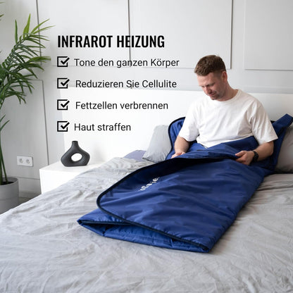 Infrared Sauna Blanket 220x180cm, 2 Zones Remote Control, Portable Home SPA, Infrared Therapy, Body Detox Fitness Heat Sweat Anti-Ageing, Beauty Device - QUORE