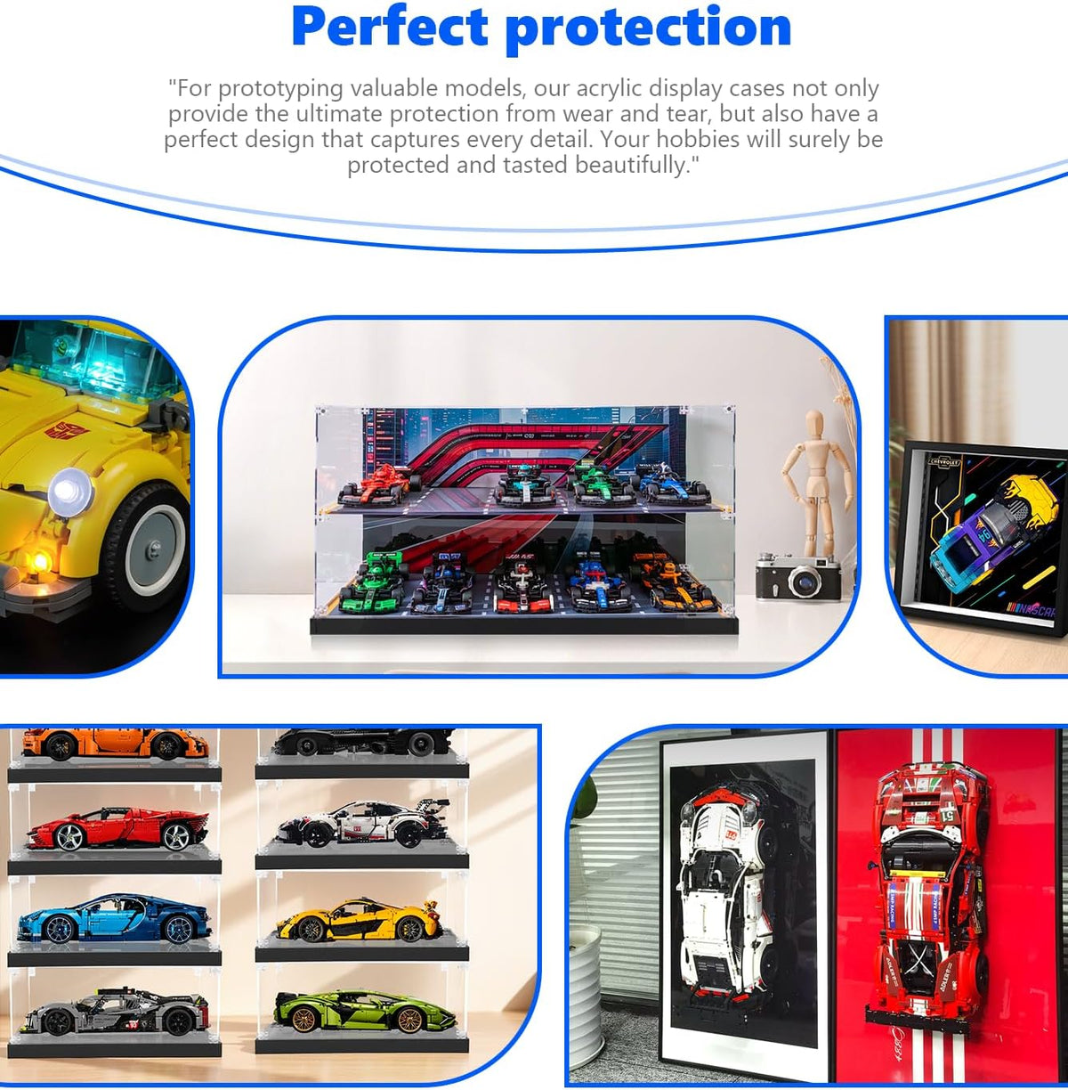 Acryl vitrine voor Speed Champions 10-in-1 F1 Car 77242,77243,77244,77245, organisatievitrine voor Vitrine 77246, 77247, 77248, 77249, 77250, 77251 (alleen displaycase, geen model)