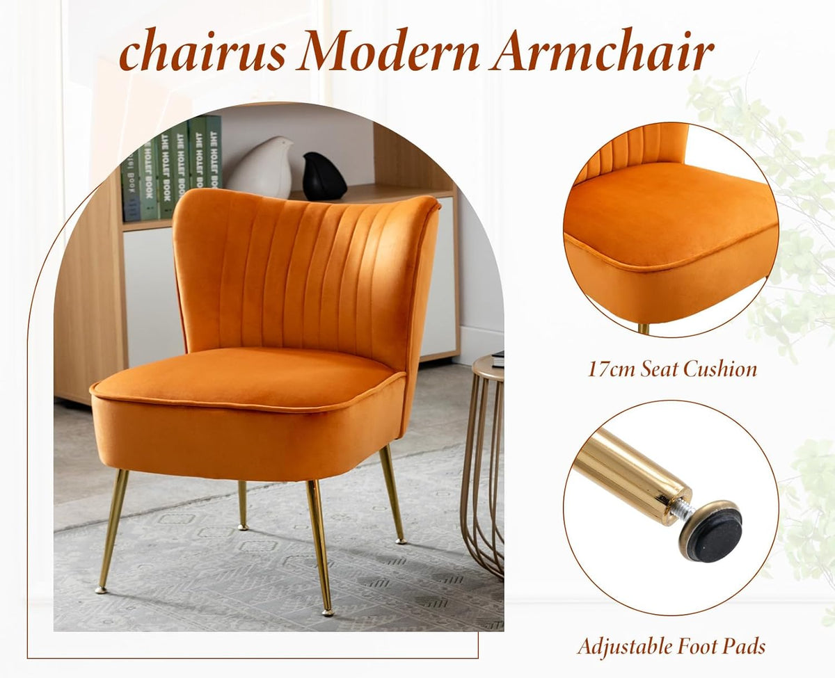 Fauteuil Velvet – Velours Stoel – Eetkamerstoel – Accentstoel – Loungechair – Zacht Hoogwaardig Schuim – Gouden Metalen Poten - QUORE