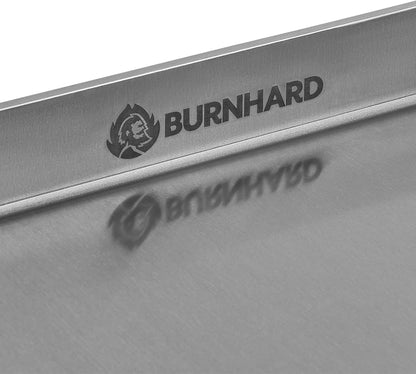 Plancha Grillplaat BURNHARD® RVS 4mm, opstaande rand 3,5cm, geïntegreerde vetafvoer, roestvrij, vaatwasserbestendig – FRED EARL