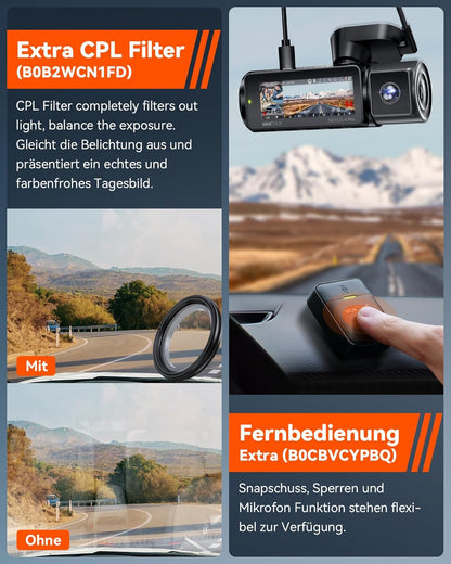 VANTRUE N4 Pro 5G WiFi Dashcam Auto 4K+ 1080P+ 1080P/ 3 HDR, STARVIS 2 Dash Cam Privacy Modes en Buffer Parkeervolgsysteem Auto Camera IR Starlight Nachtzicht, Voice Command, GPS, 2,45" Max 512GB