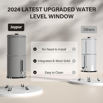 8,5 L Zwaartekracht Waterfiltersysteem Grijs – Waterfilter – Drinkwaterfilter – Zwaartekrachtfilter – Waterzuiveringsfilter – 304 Roestvrij Staal – 3-Traps Filtratie