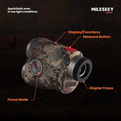MILESEEY Optics HD 1000 yards laser afstandsmeter voor de jacht met hoekcompensatie voor boogschieten Afstandsmeter voor de jacht Hoge precisie (horizontaal, verticaal, P2P, regen, snelheidsmeting)