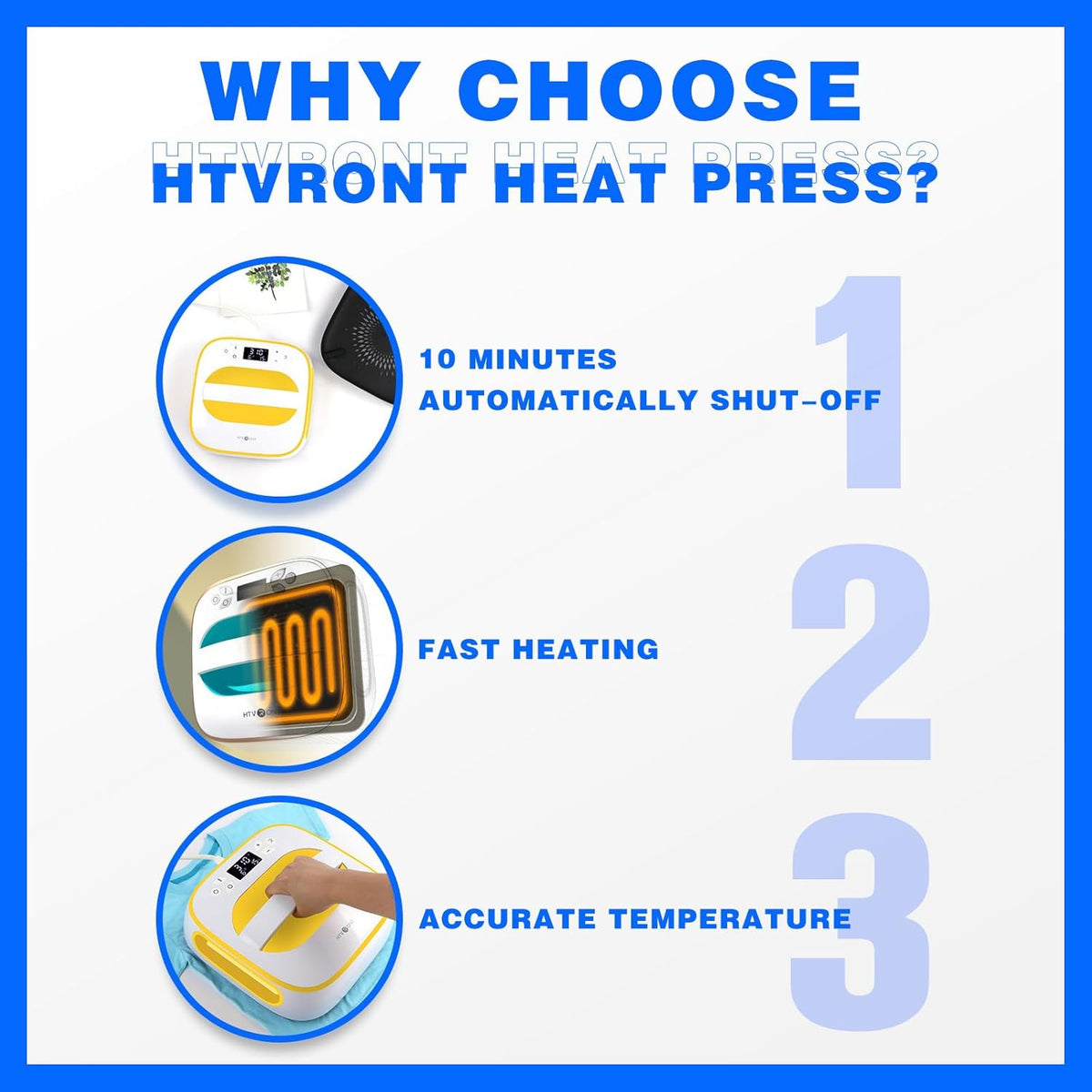 HTVRONT Warmtepersmachine voor T-shirts, draagbare warmtepers 10 "X10", ijzeren pers voor sublimatie en HTV-vinylshirt persmachine voor hoed, tassen, verwarmingsoverdrachtprojecten (geel)