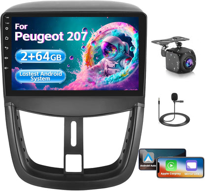 Autoradio Peugeot 207 – Stereo – Multimedia Speler – Navigatiesysteem – Auto Headunit – Android 13 Systeem – 9 Inch Touchscreen – Draadloze CarPlay & Android Auto