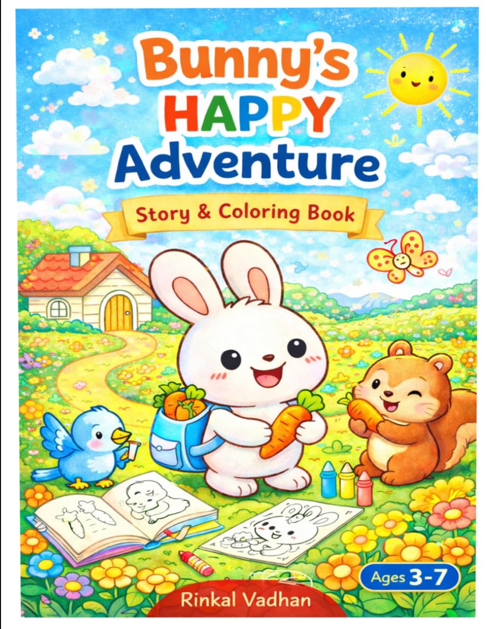 Bunny’s Happy Adventure: A Cute Story & Coloring Book for Kids Ages 3-7 | Fun Adventure with Bunny and Friends