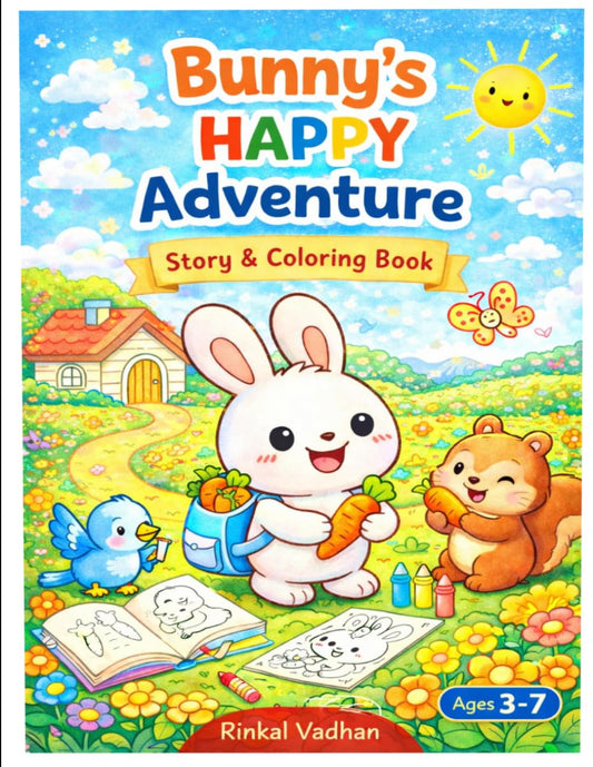Bunny’s Happy Adventure: A Cute Story & Coloring Book for Kids Ages 3-7 | Fun Adventure with Bunny and Friends