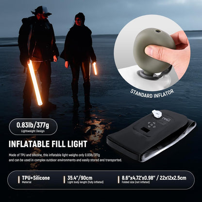 Neewer BASICS 30W Handheld RGB Vullicht 35.5"/90cm, Draagbare Opblaasbare TPU Verlichting 5000mAh Type C 45W in/30W Out, 3000Lux 17 Effecten 2700-6500K CRI95 voor Studio Fotografie Video Opname, GC30C