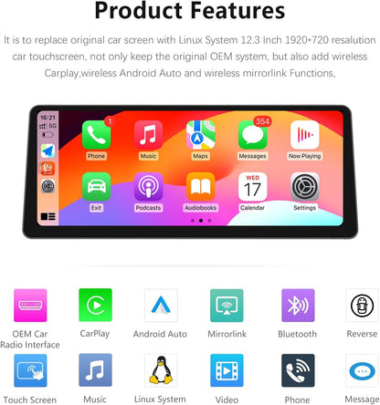 Ultra schmal 12,3 Zoll 1920 * 720 Autoradio für BMW X1 F48 F49 2016-2017 NBT Carplay Android Auto Multimedia Audio Stereo Touch Linux System Bluetooth (Linux NBT System)