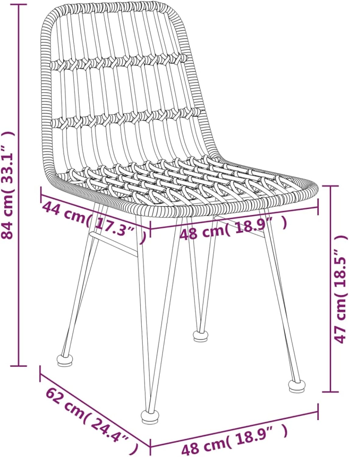 Tidyard Tuin-eetkamerset, glazen tafel en stoelen van gevlochten rieten voor de tuin, eettafel, 3-delig, polyrotan 15#, 1 x tafel, 2 stoelen - QUORE