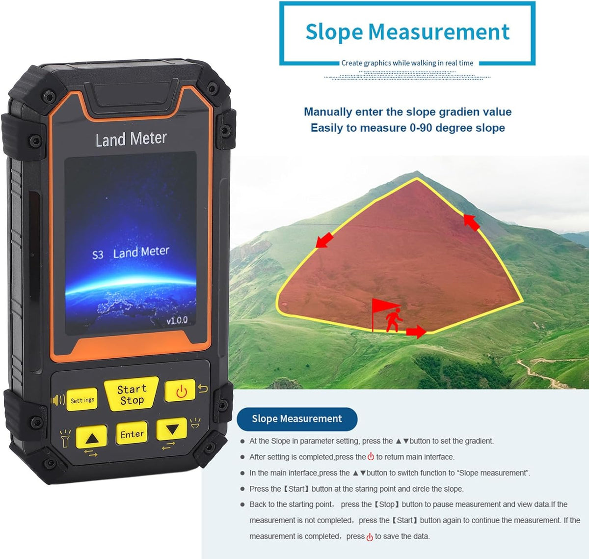 Landmeter, 2.4In Color Screen GNSS Handheld Landmeter, Mini Portable Handheld GPS Surveyor Area Measurement Tool, voor Gebied, Helling, Afstandsmeting