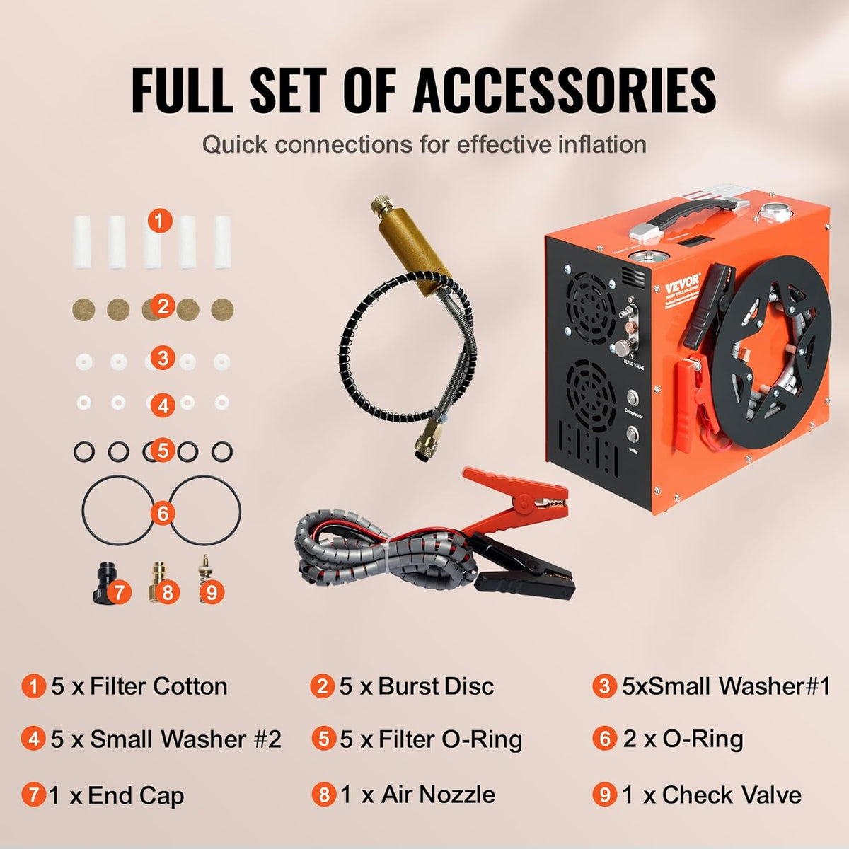 VEVOR Air Compressor PCP Portable 30MPa Water Cooling Integrated Fan, Automatic Shutdown, DC 12V/AC 230V Paintball Tank Compressor for Air Gun, Diving Bottle