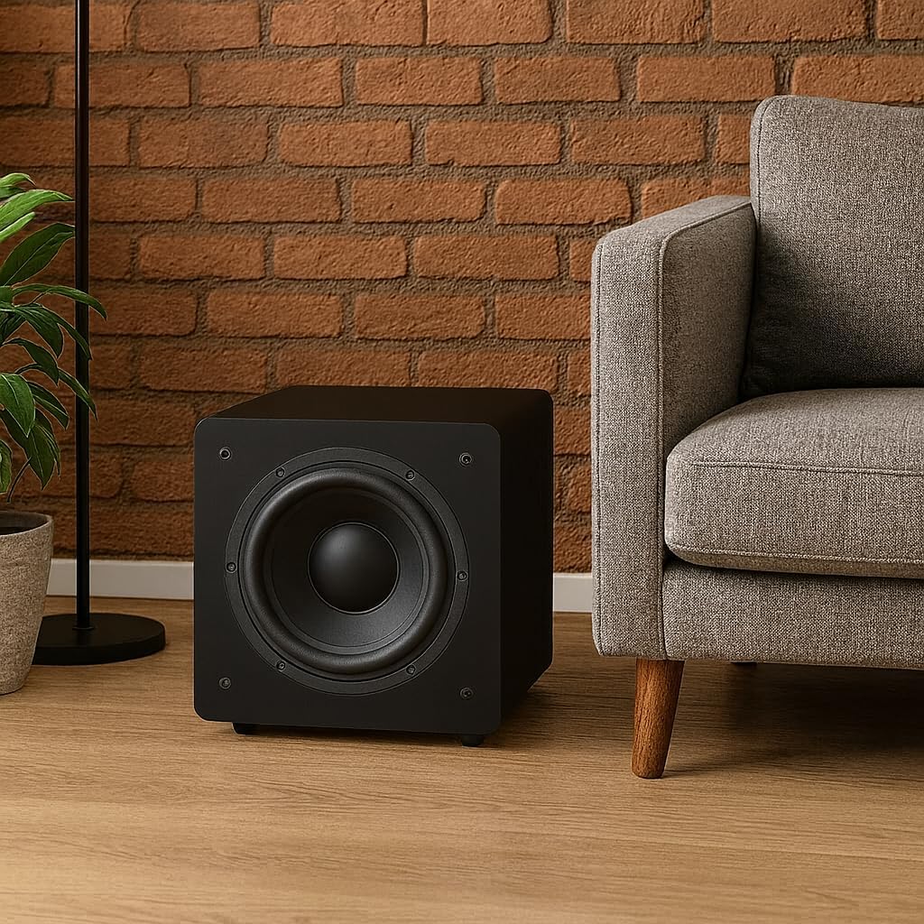 DYNAVOICE Challenger SUB-8 Zwart – Actieve 8 inch Subwoofer, 90W RMS (125W Max), 25–180 Hz, Auto On/Off | Voor 5.1 Home Cinema en HiFi tot 25 m² | RCA/LFE en High Level Aansluiting.