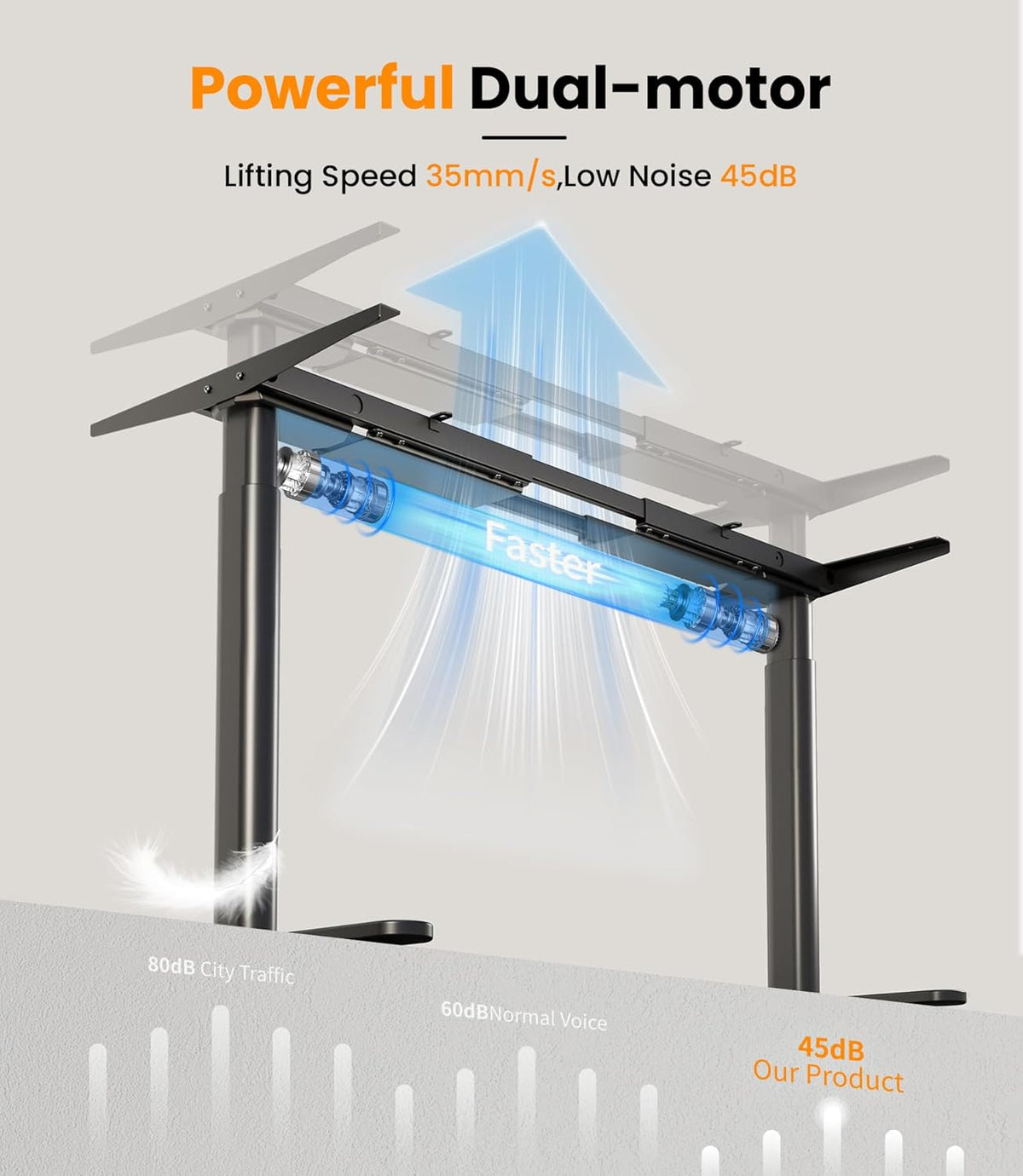 MAIDeSITe EL2 Pro Art in hoogte verstelbaar bureauframe, ovaal pootdesign, elektrisch in hoogte verstelbaar tafelframe, dubbele motor, draagvermogen 180 kg, met 4 geheugenbesturing en