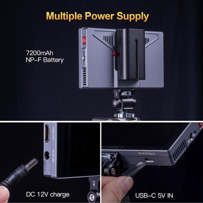 ANDYCINE X5 5.5 Inch Touch Screen 1200 Nits Brightness Aluminum Case DSLR Camera Monitor, 4K HDMI Input and Output with 3D-LUT, All Waveforms Including F970C, Carrying Case, Micro HDMI Cable - QUORE
