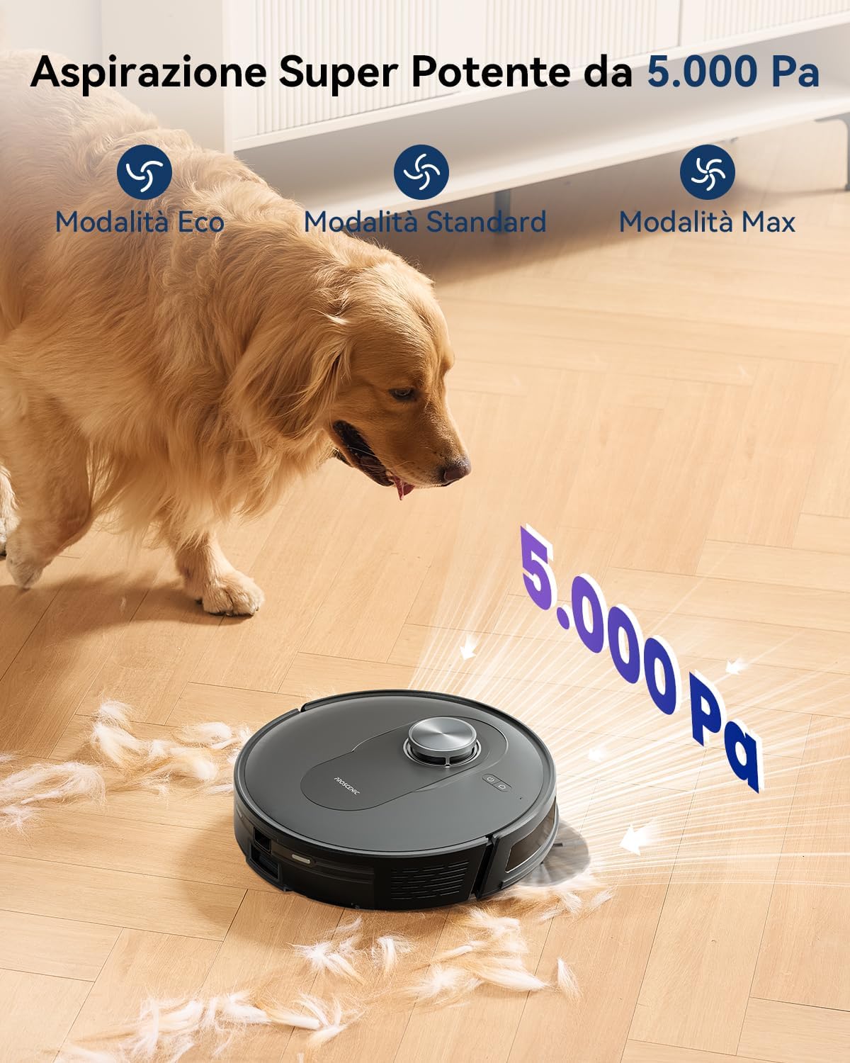 Proscenic Q8 Max Robotstofzuiger met dweilfunctie, 6000 Pa, 200 min stofzuiger, robot met afzuigstation, 3 liter stofzak, intelligente lasernavigatie met 5 kaarten, bediening via app, Alexa, Google