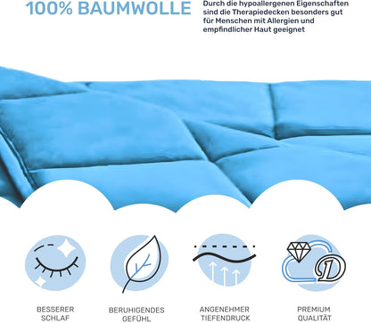 Dailydream therapiedeken | 155x200 | 11 kg | Blauw | 100% katoen | gevuld met glasparels | zware deken om onder te slapen | Weighted Blanket | therapiedeken